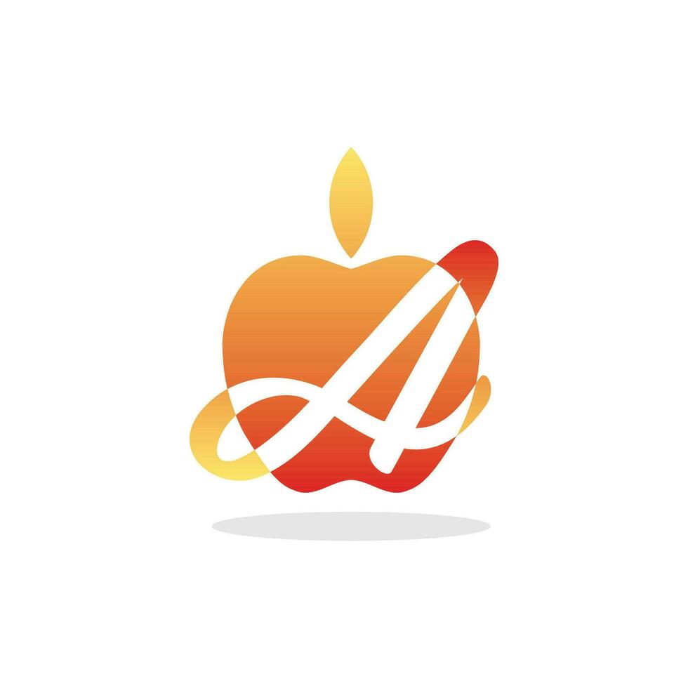 Abstract letter A Apple logo template, Vector logo for business and company identity