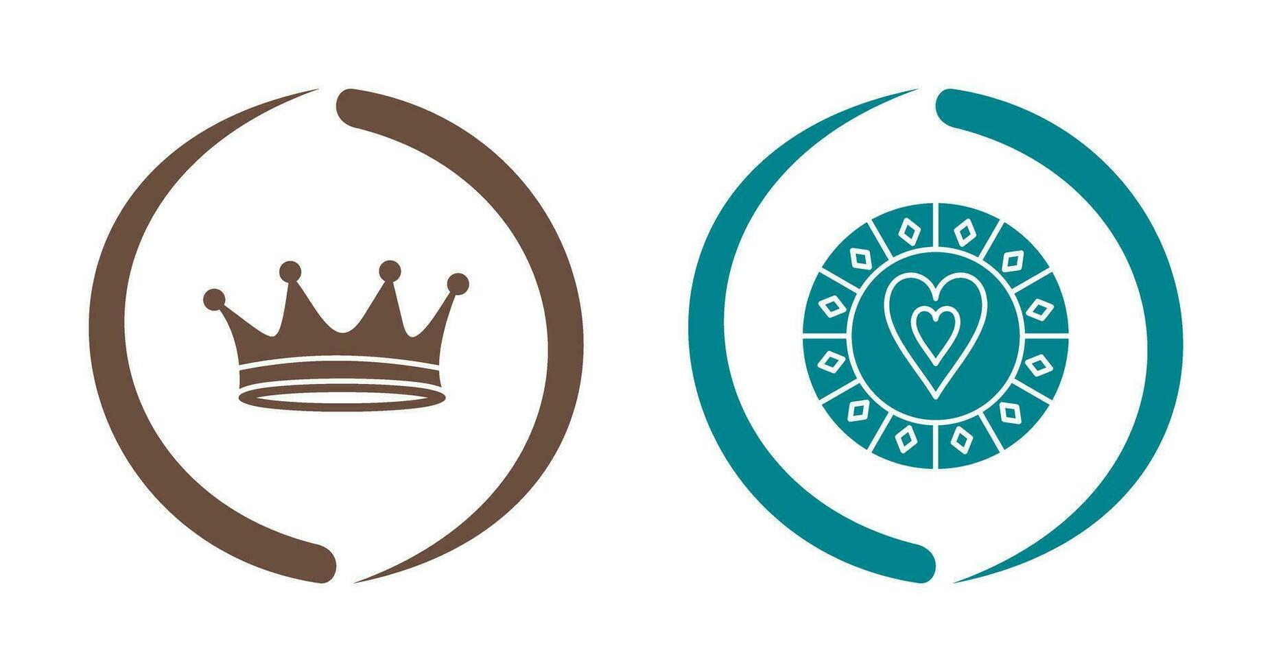 king crown and heart chip Icon vector