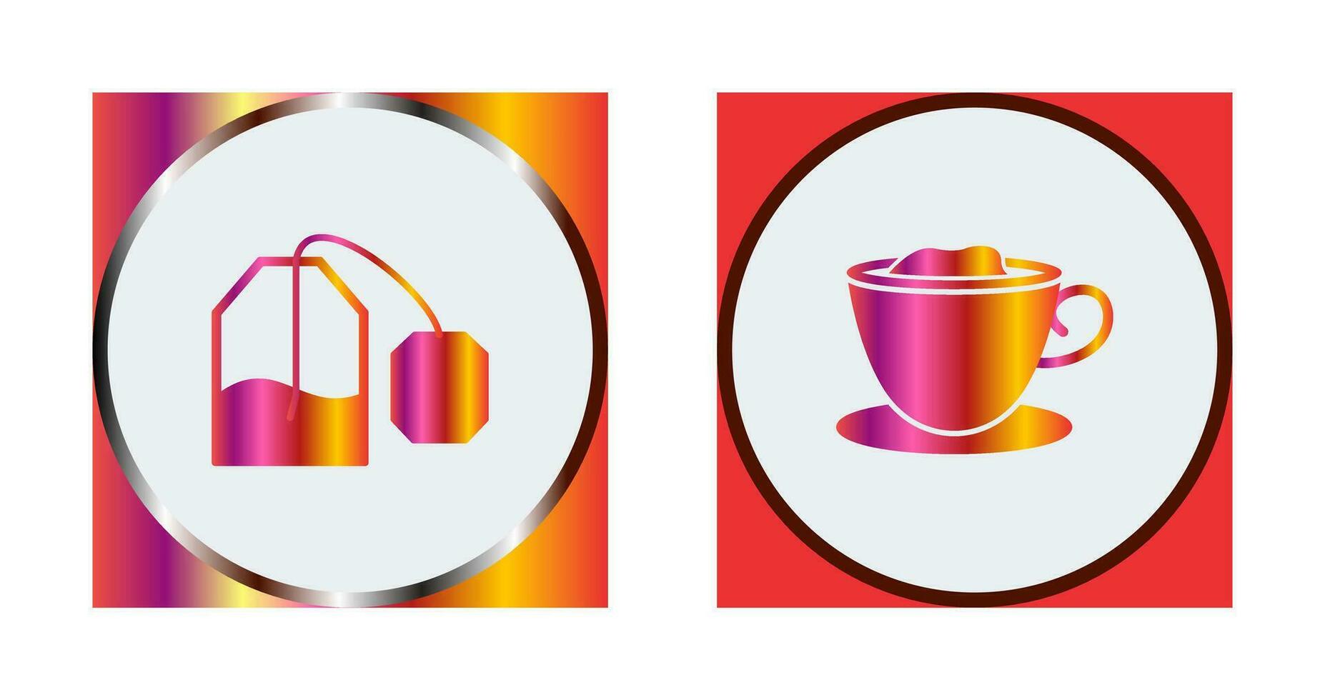 tea bag and creamy coffee  Icon vector