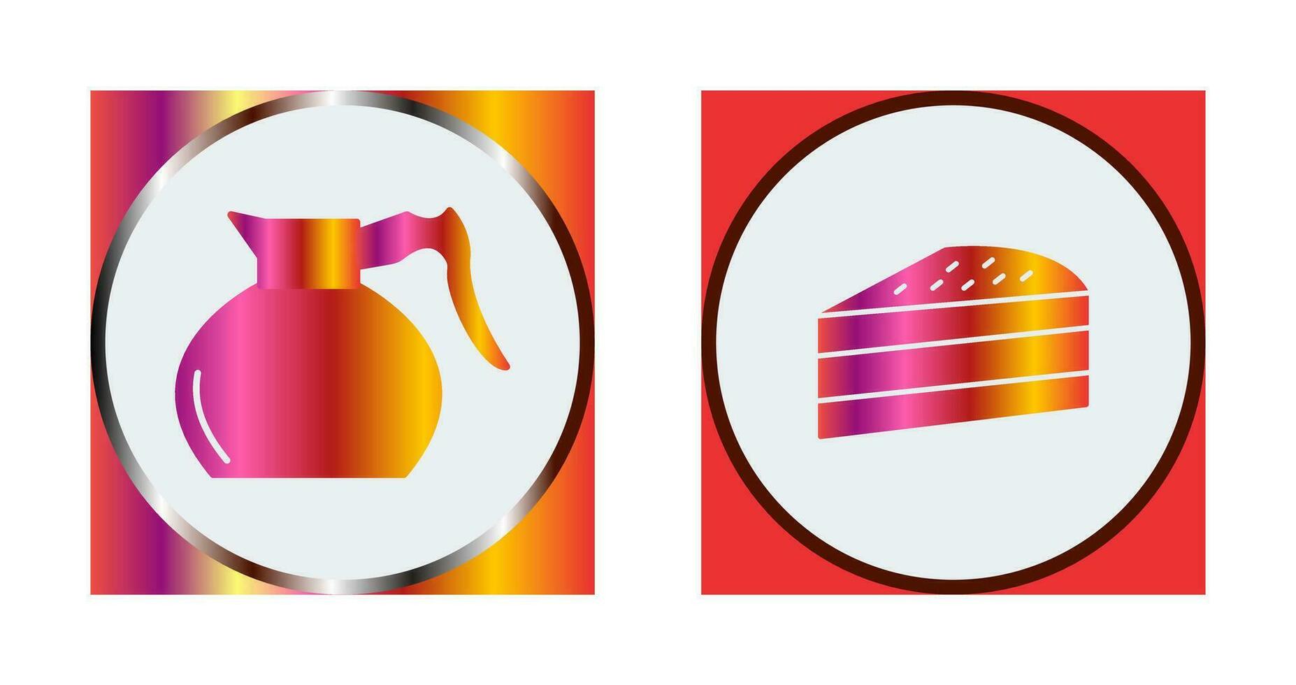 cake slice and coffee pot  Icon vector