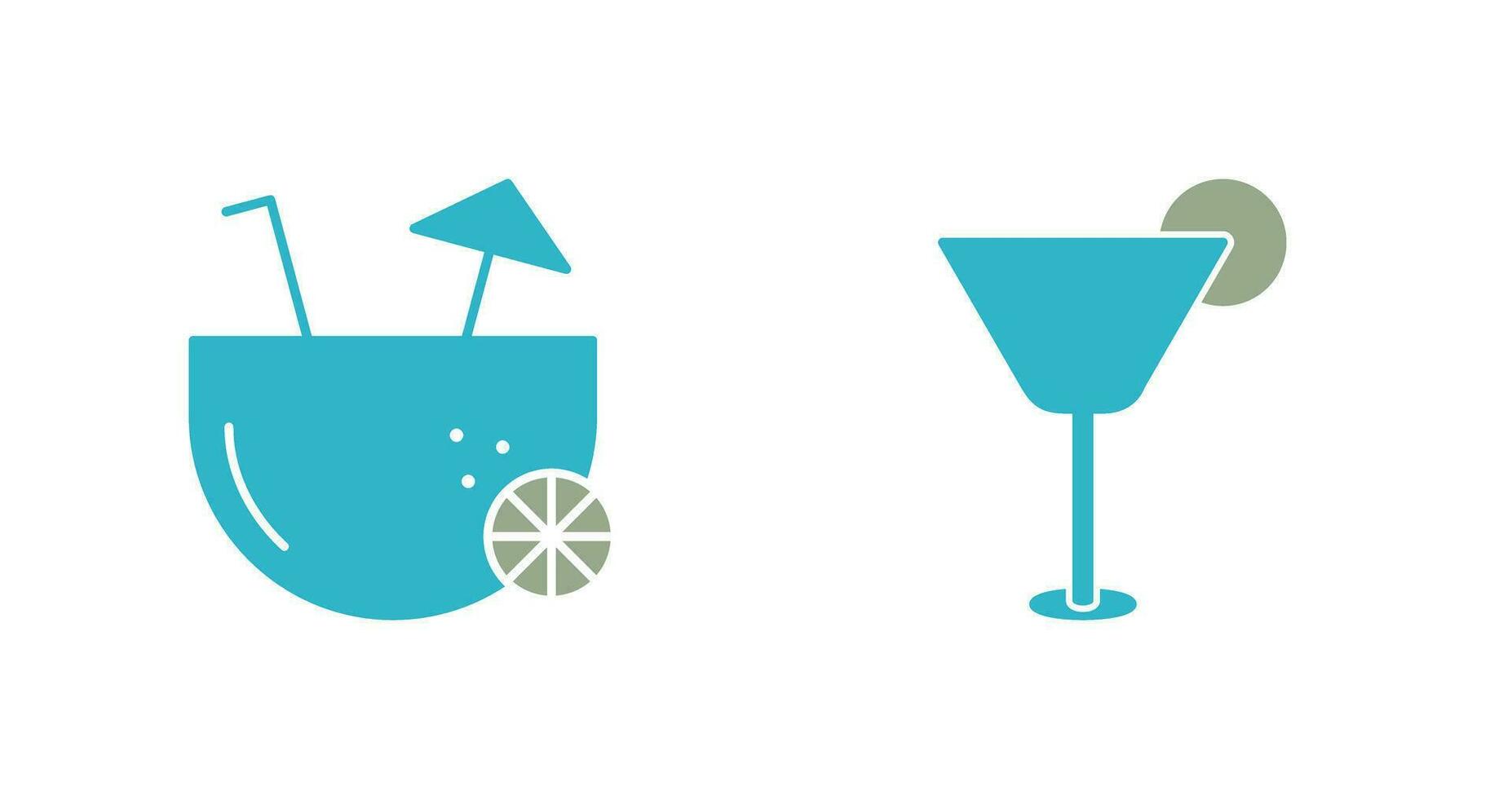 coconut drink and cocktail drink  Icon vector