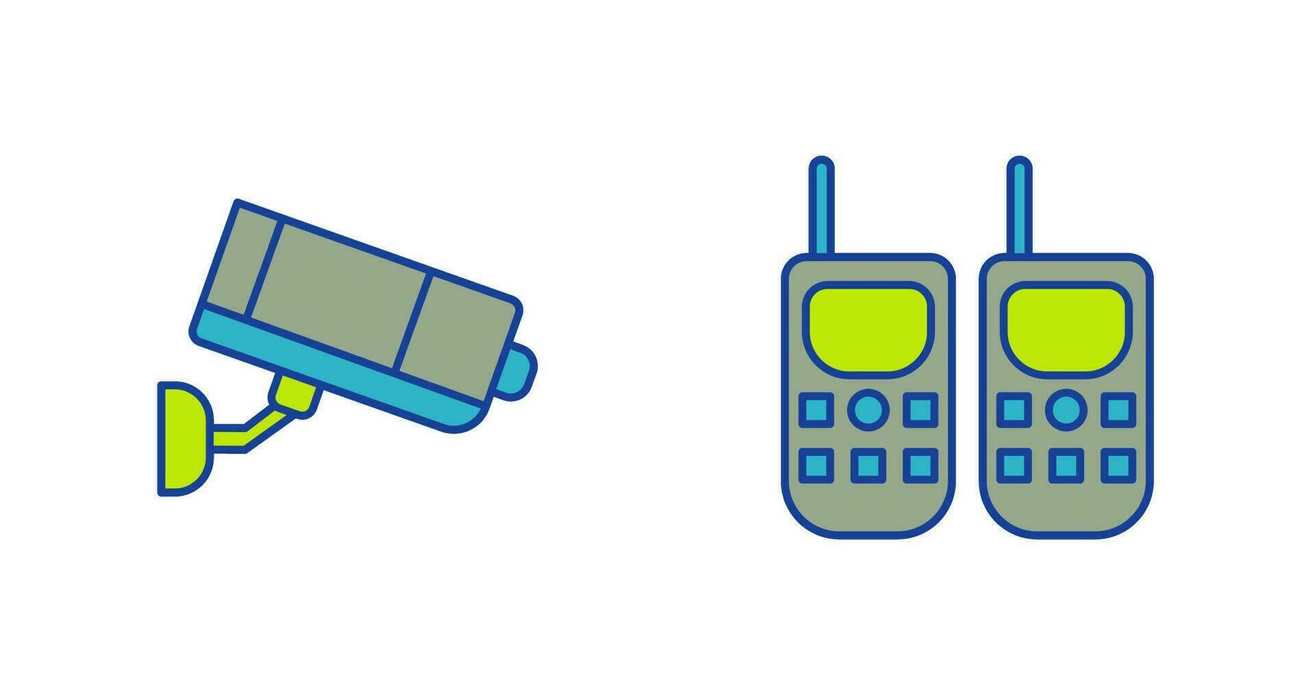 CCTV Camera and Walkie Talkie Icon vector