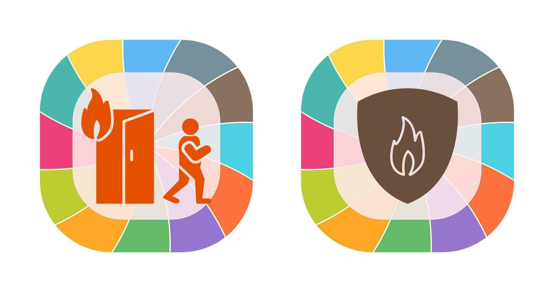 running from fire and fire shield  Icon vector