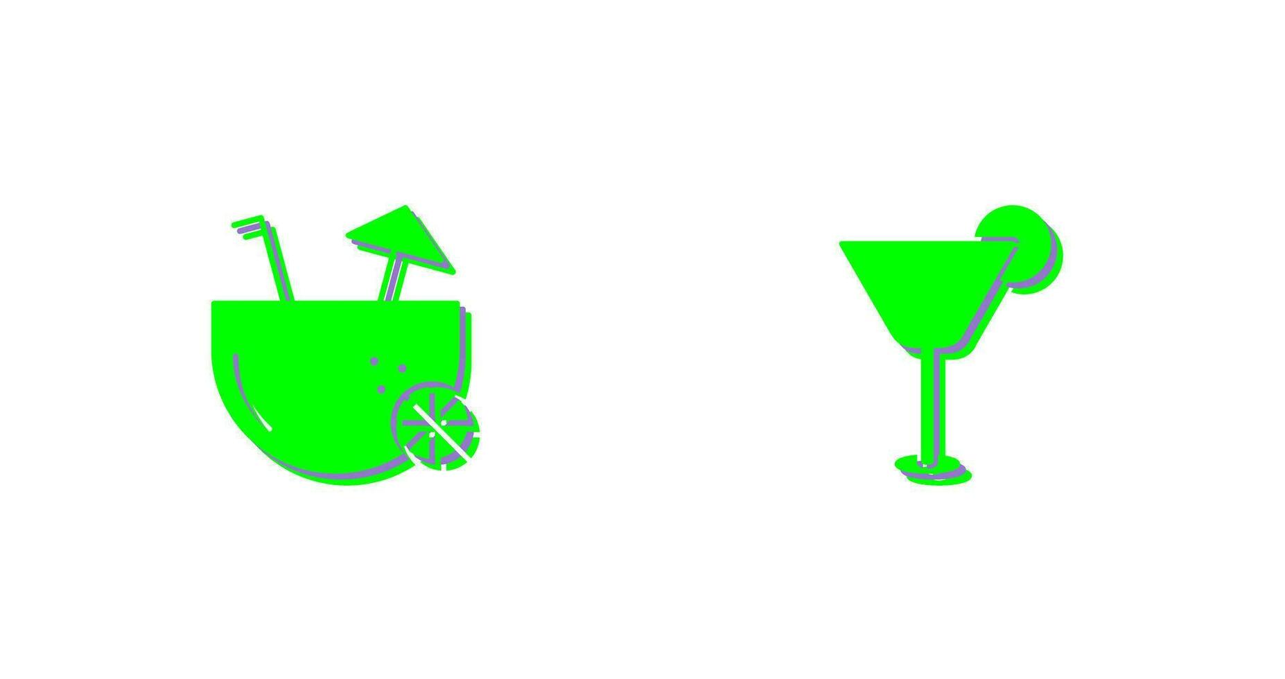 coconut drink and cocktail drink  Icon vector