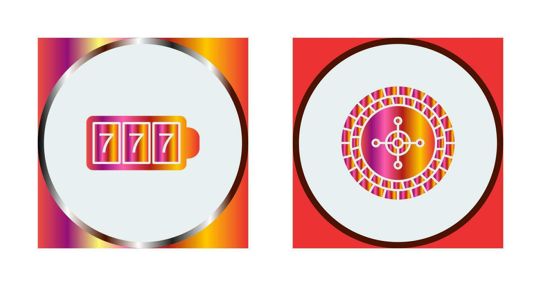 slot machine with sevens and roulette  Icon vector