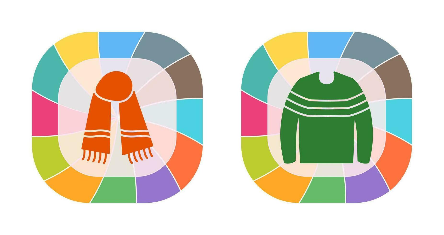 Warm Scarf and garments Icon vector