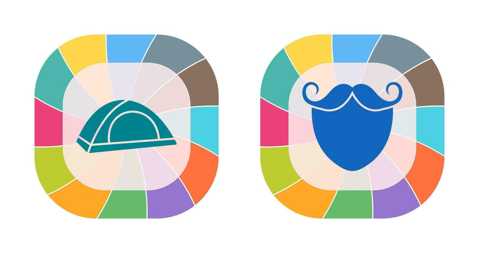 barba y Bigote y acampar icono vector