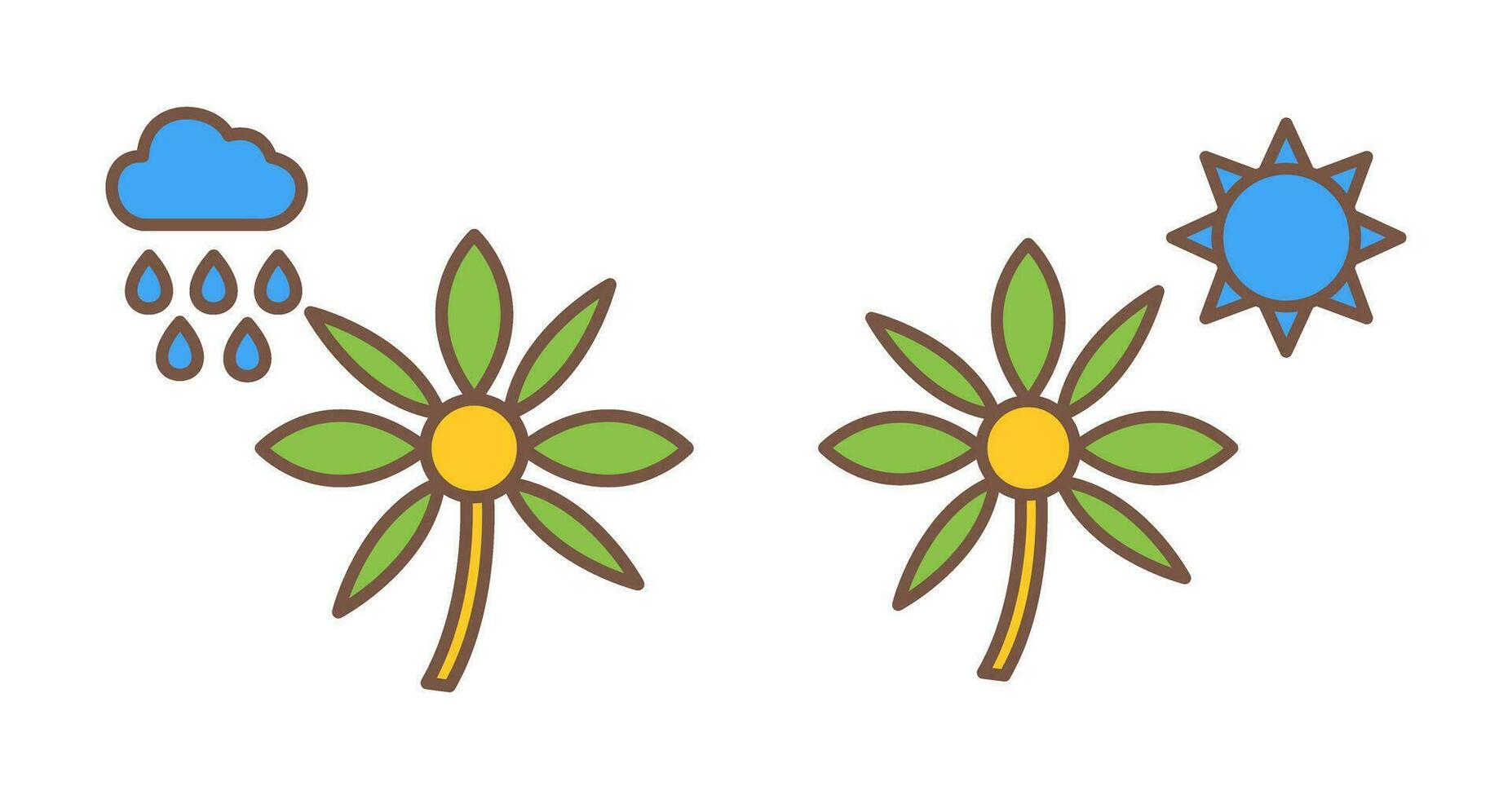 Flower with rain and Flower  Icon vector
