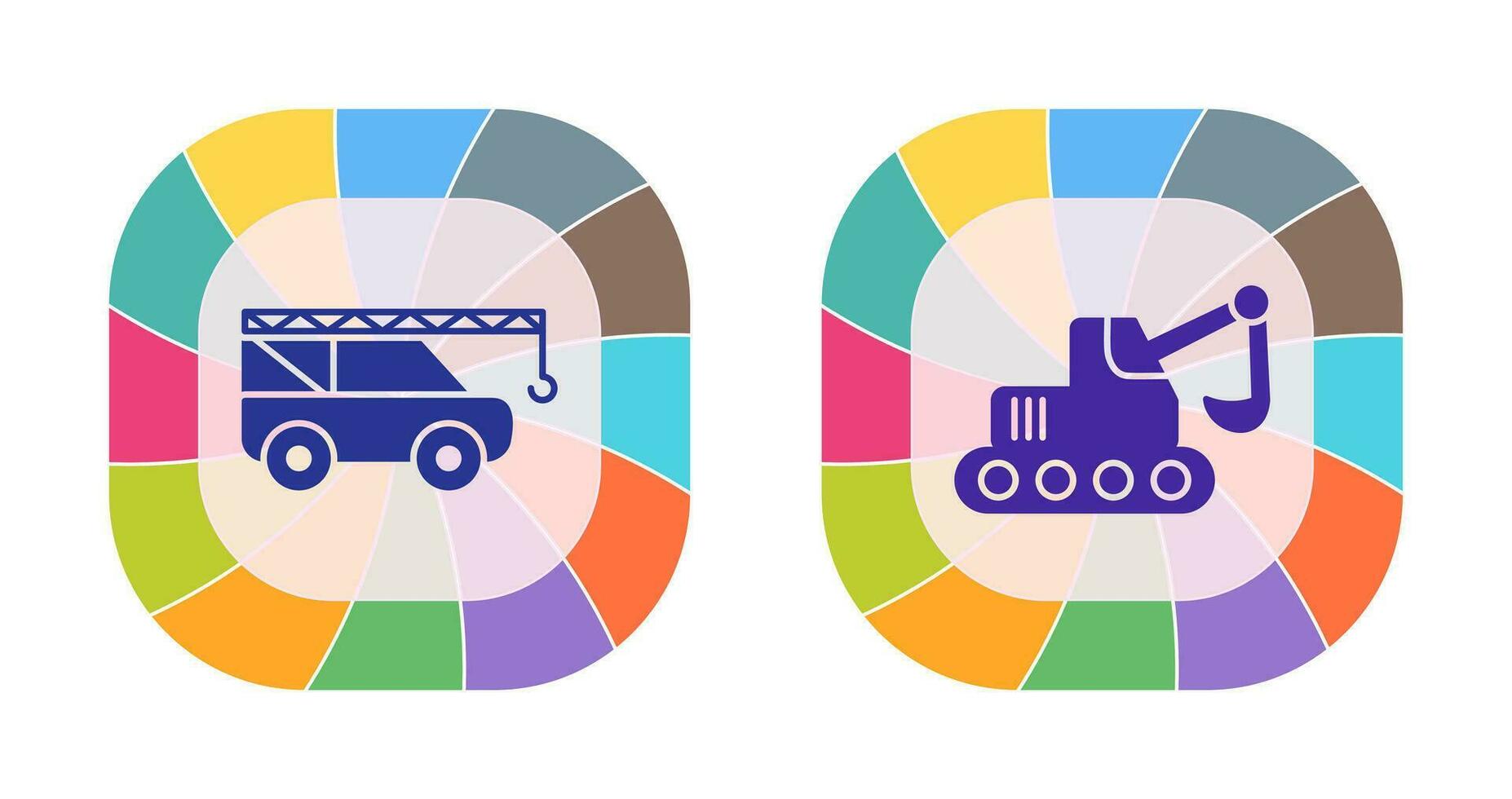 Crane and Escavator Icon vector