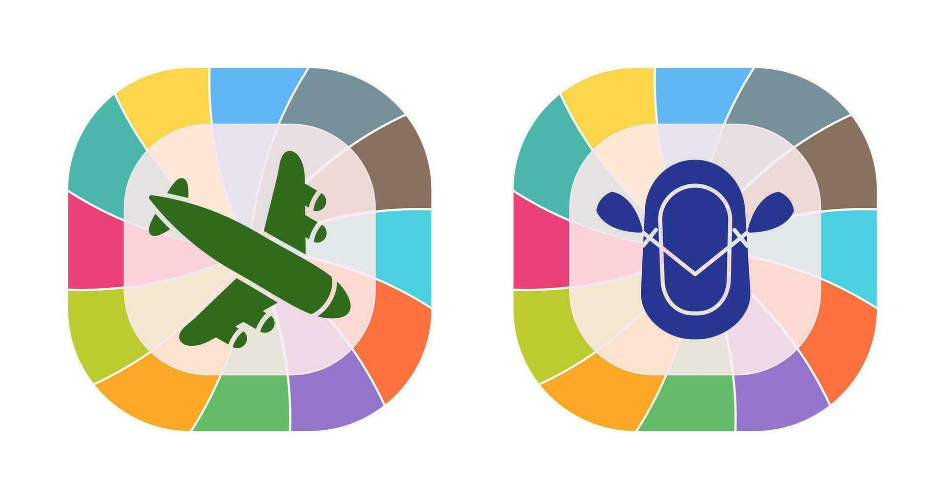 Landing Airplane and Dinghy Icon vector