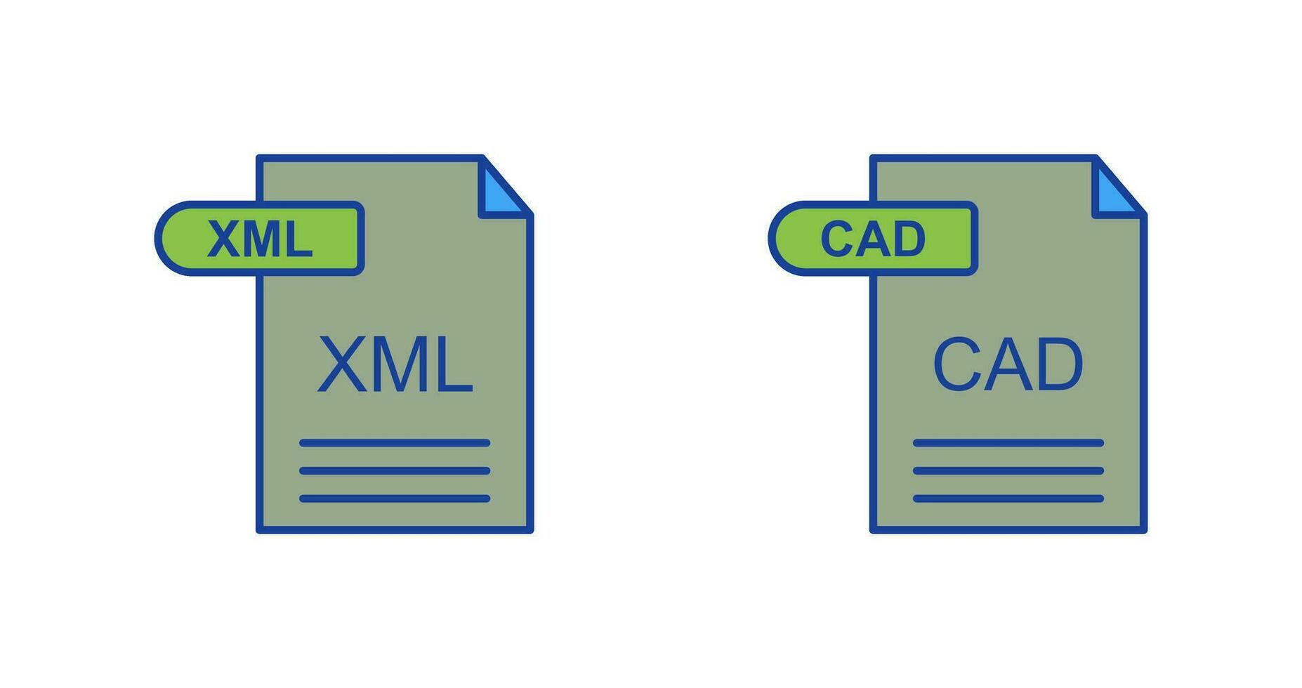 XML and CAD Icon vector