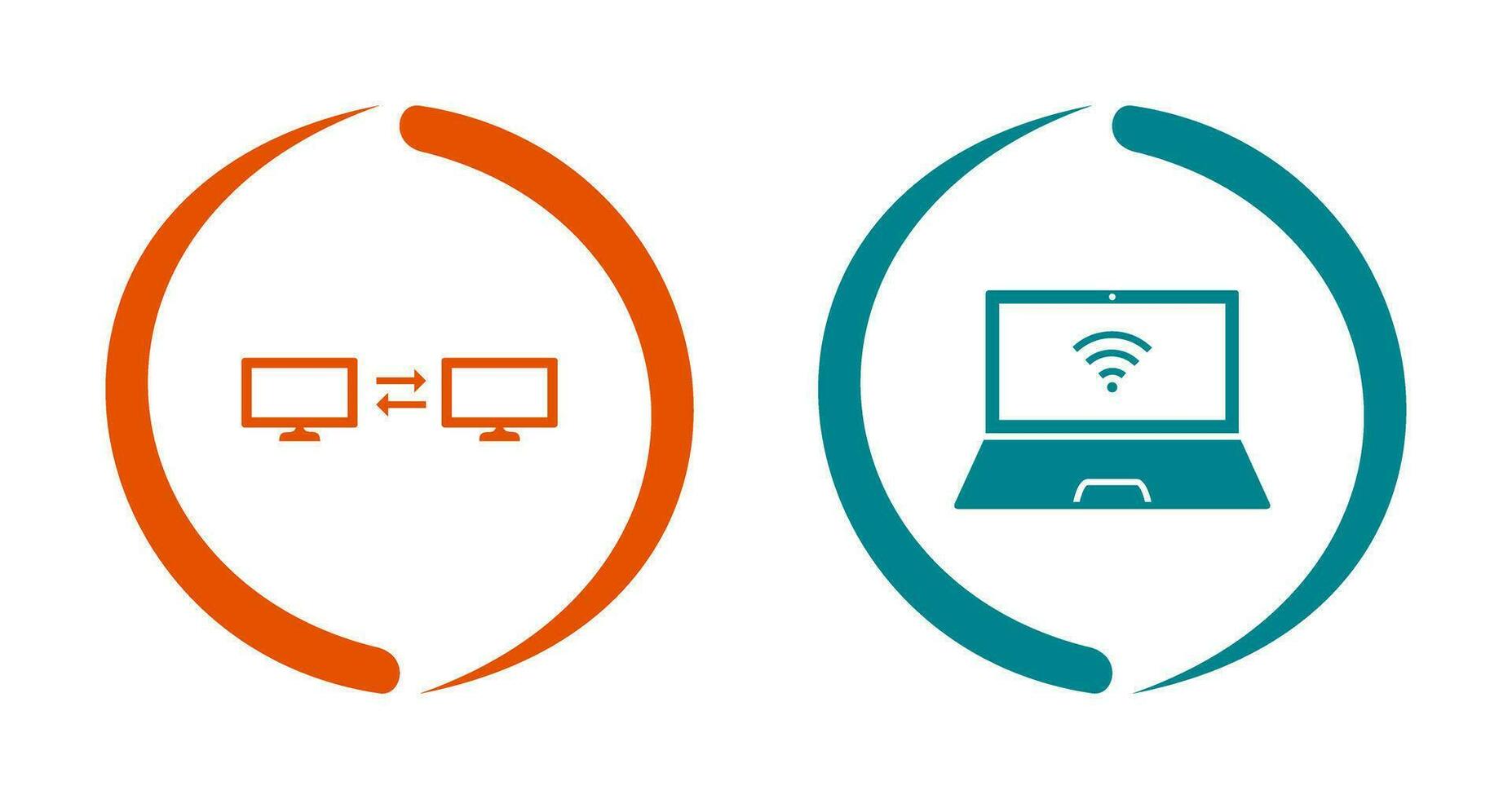 sharing system and connected laptop Icon vector