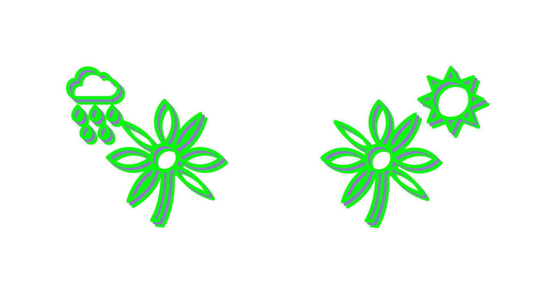 Flower with rain and Flower  Icon vector