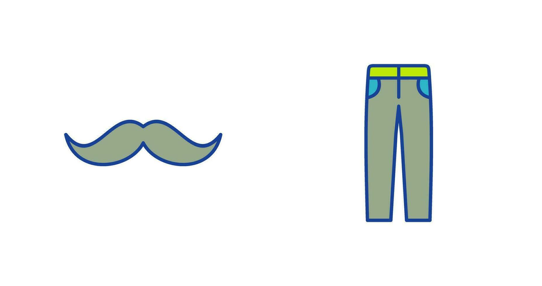 Bigote hombres pantalones icono vector