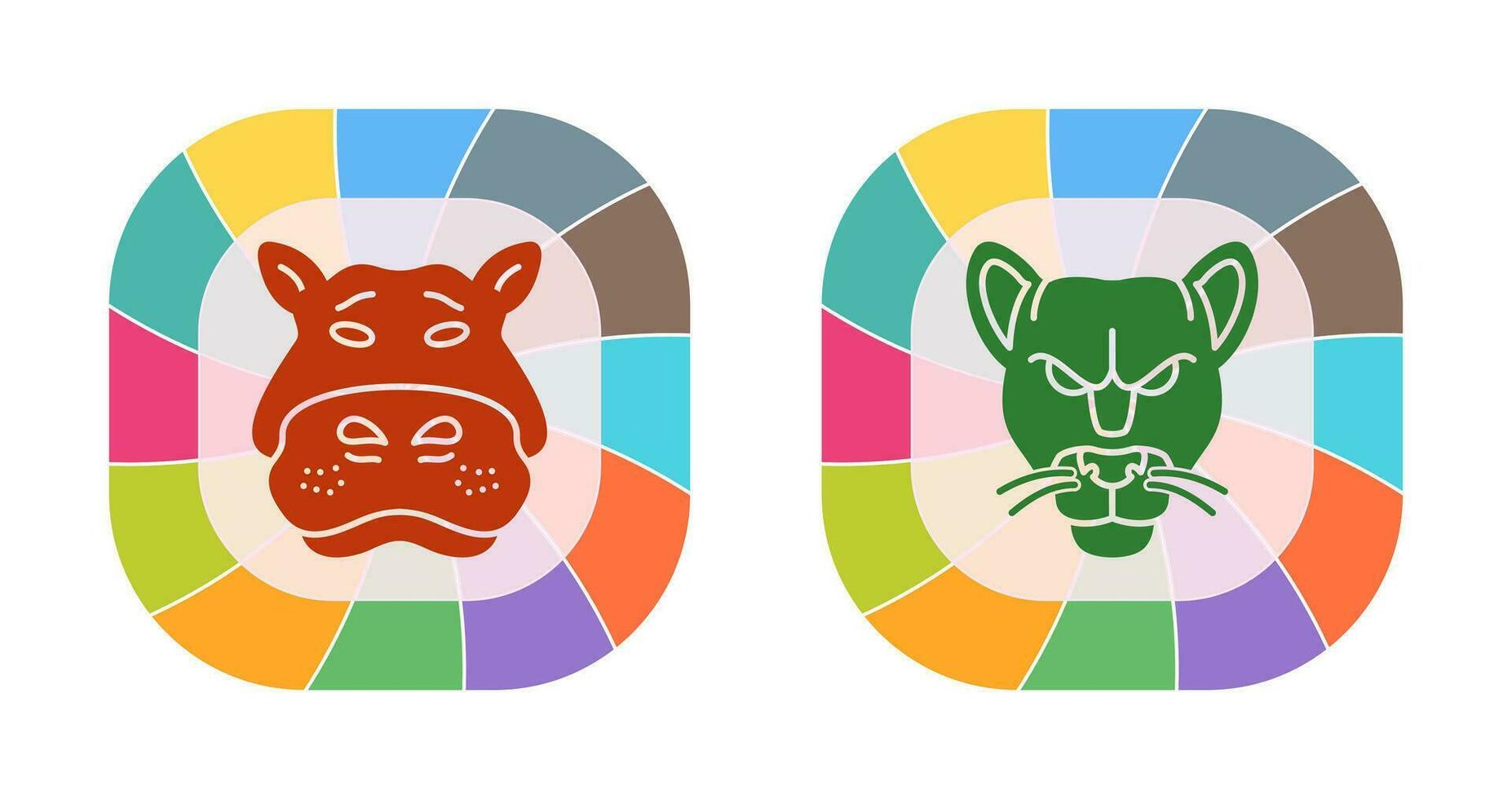 Panther an d Hippo Icon vector