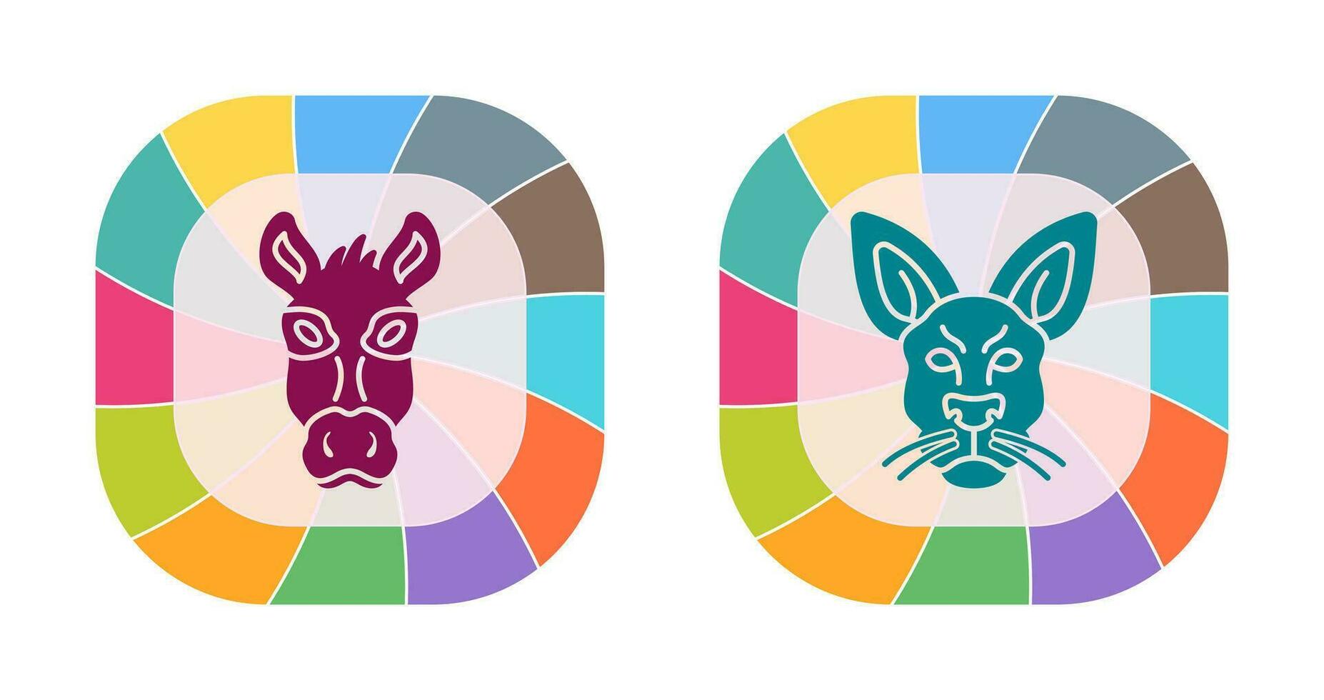 Donkey and Kangaroo Icon vector