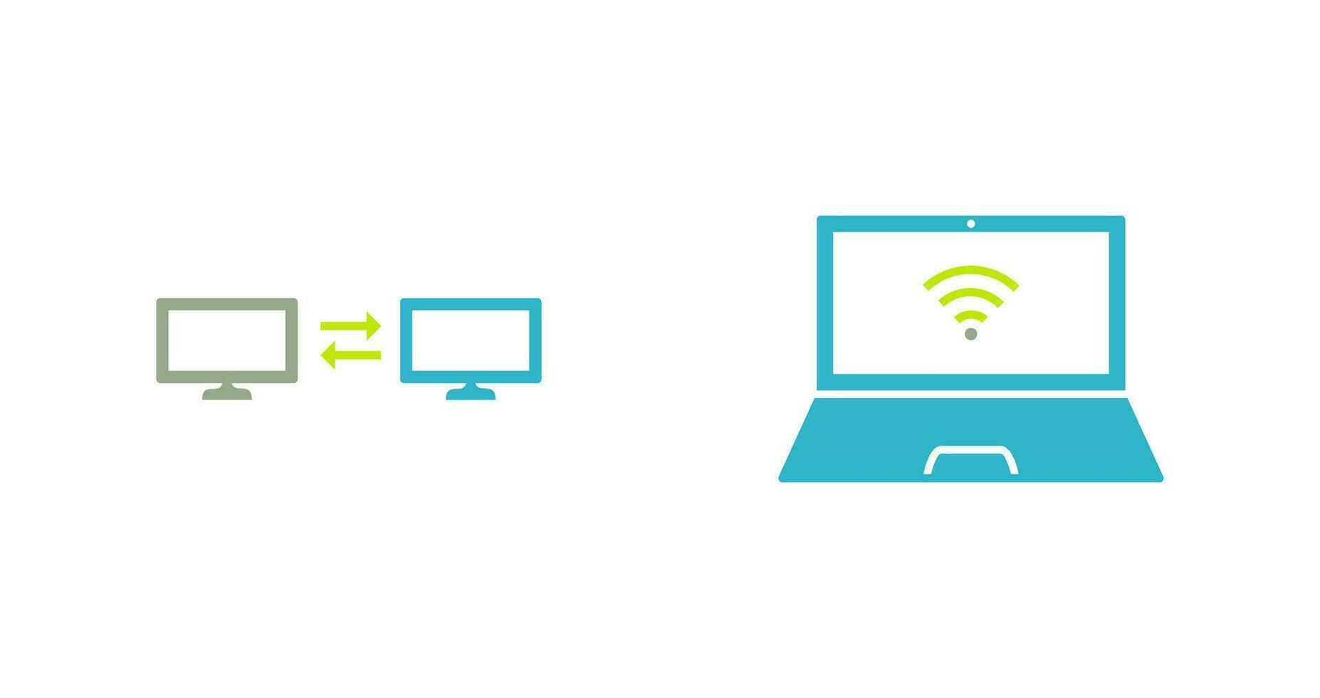 sharing system and connected laptop Icon vector