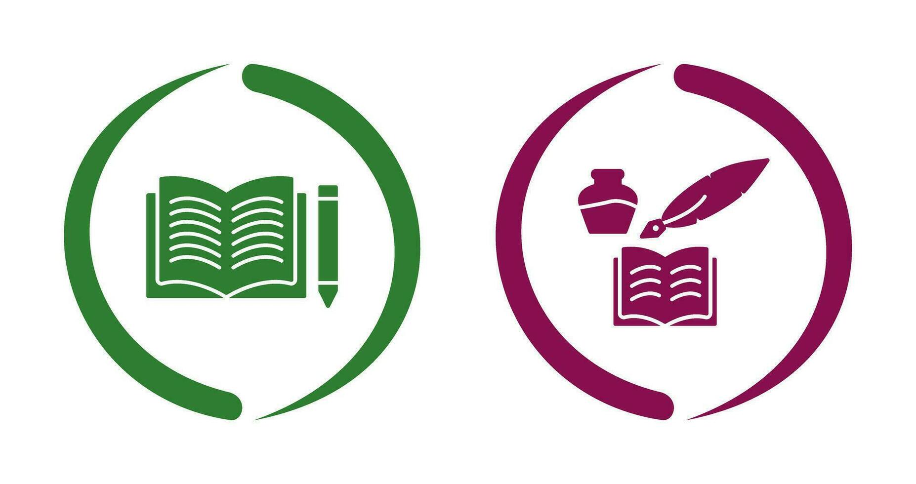 Pencil and Book and Quilland Book Icon vector