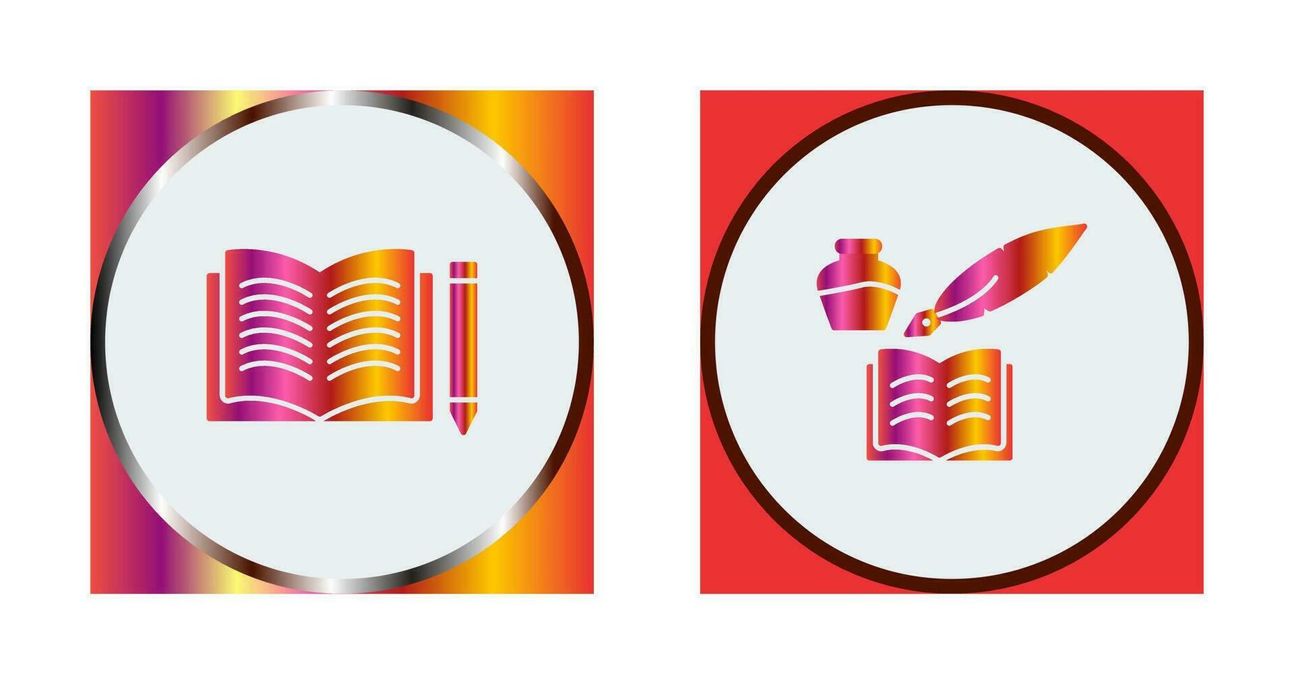 Pencil and Book and Quilland Book Icon vector
