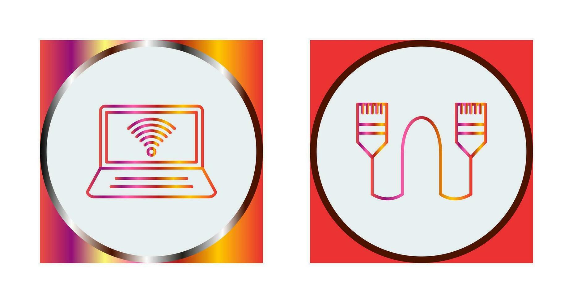 Connected Laptop and Internet Cable Icon vector