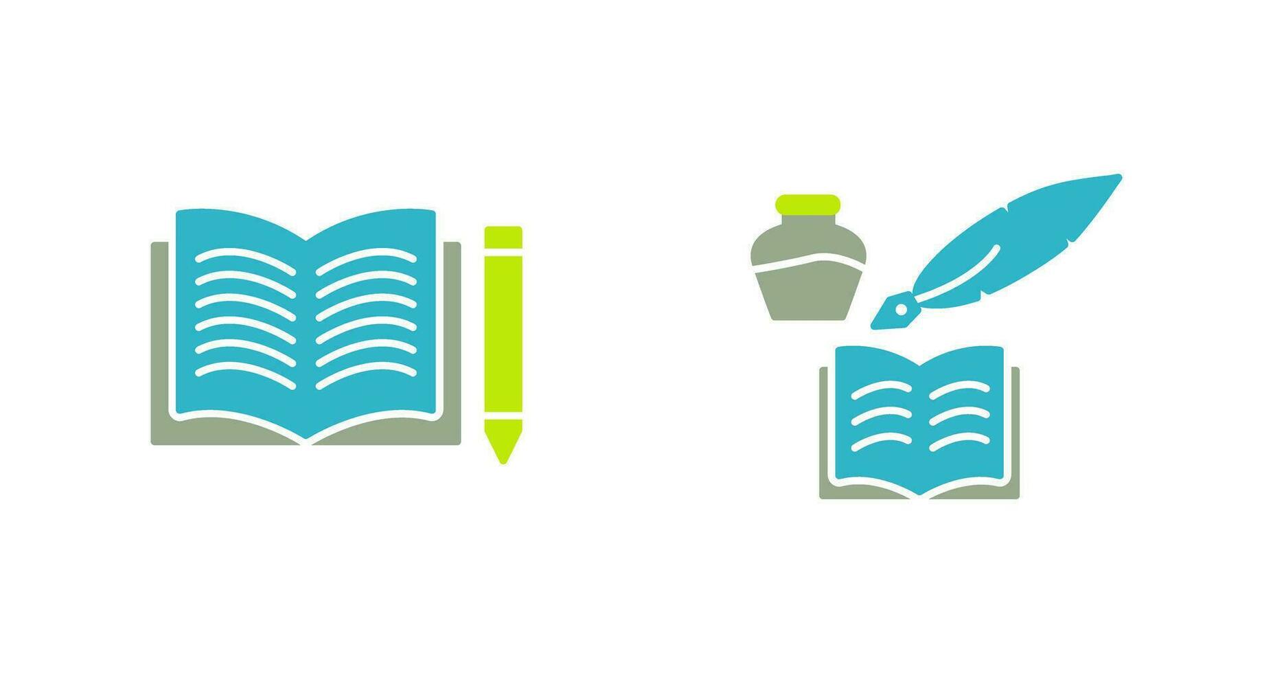Pencil and Book and Quilland Book Icon vector