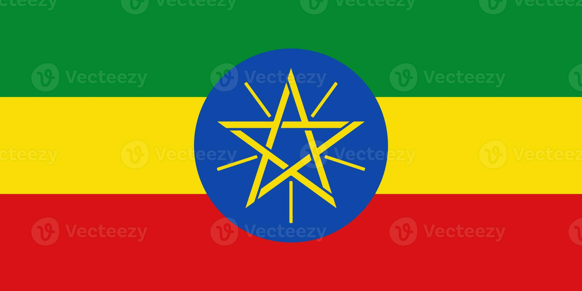 The official current flag of Federal Democratic Republic of Ethiopia. State flag of Ethiopia. Illustration. photo