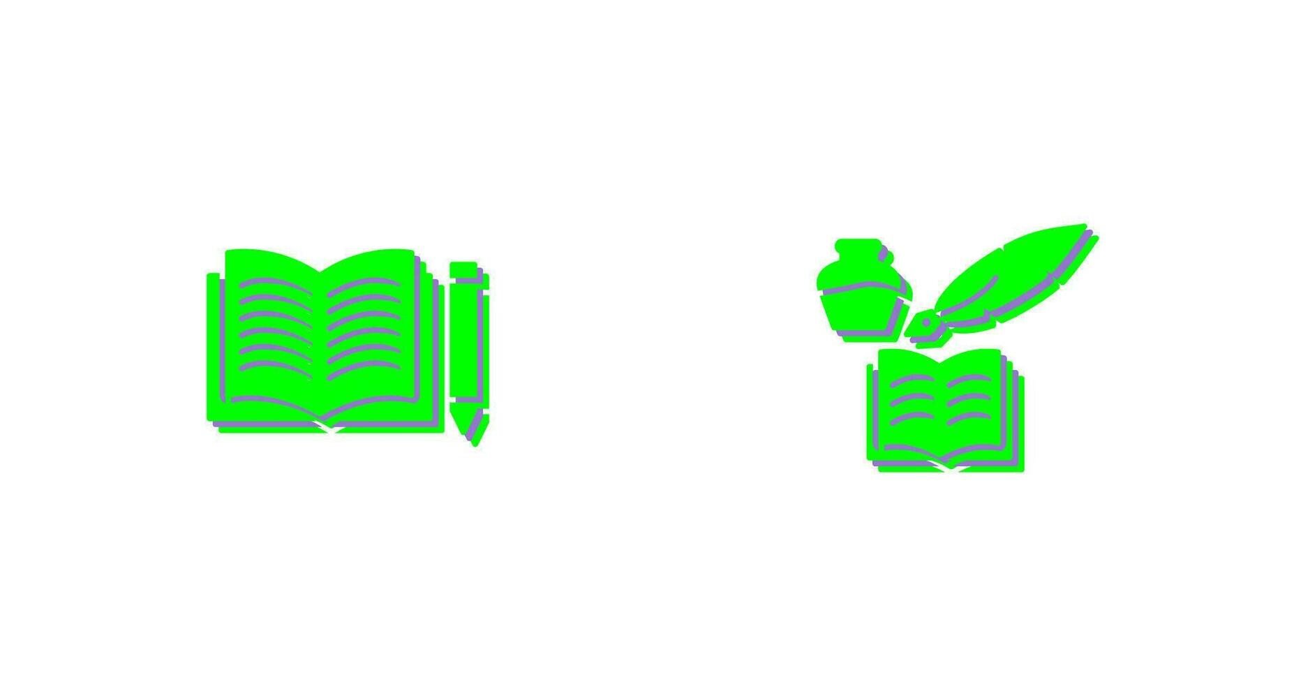 Pencil and Book and Quilland Book Icon vector