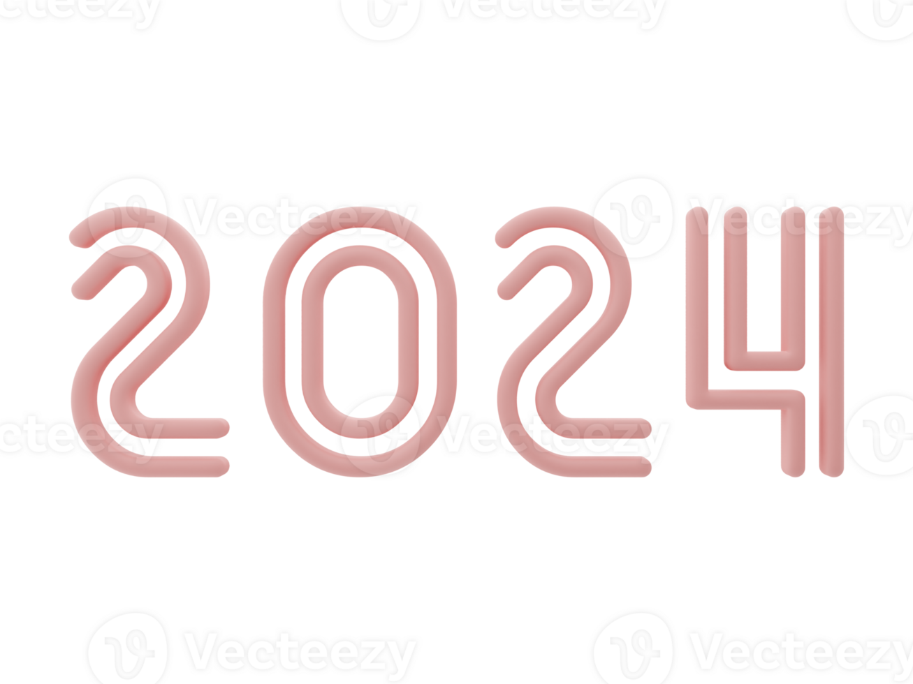 3D Typography of the New Year 2024, Inflate 3D Number Design png