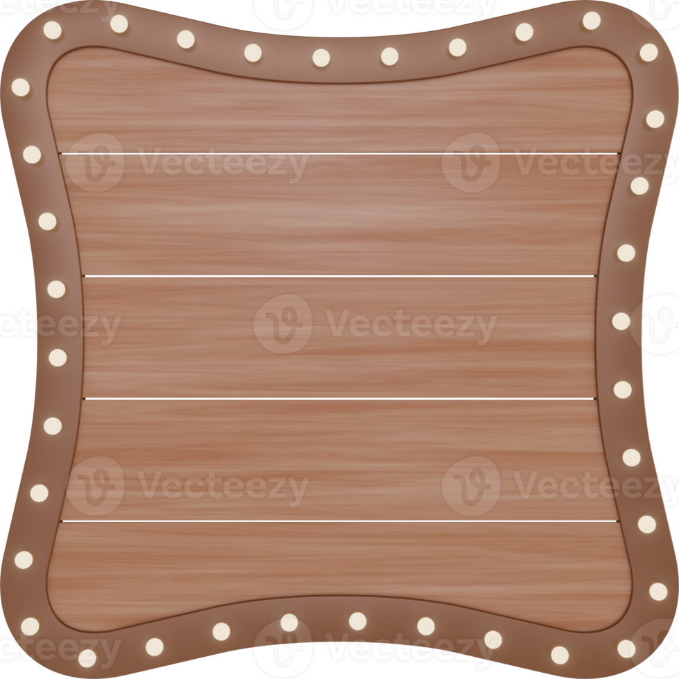 3D Wooden Signboards With Light Frame png
