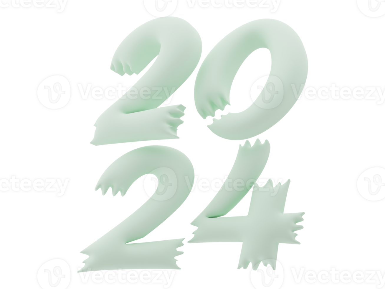 3D Typography of the New Year 2024, Inflate 3D Number Design png