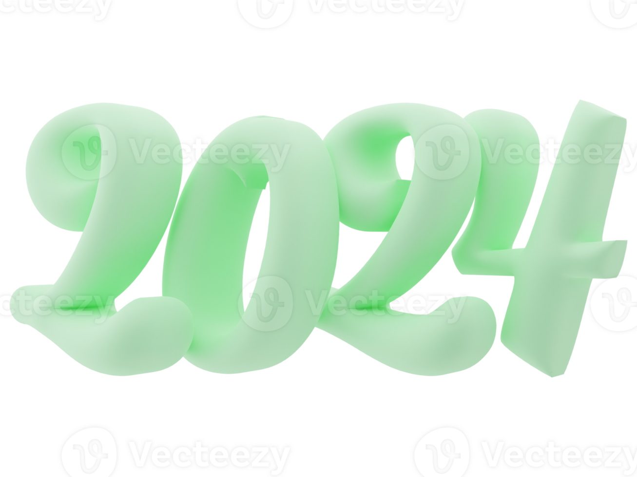 3D Typography of the New Year 2024, Inflate 3D Number Design png