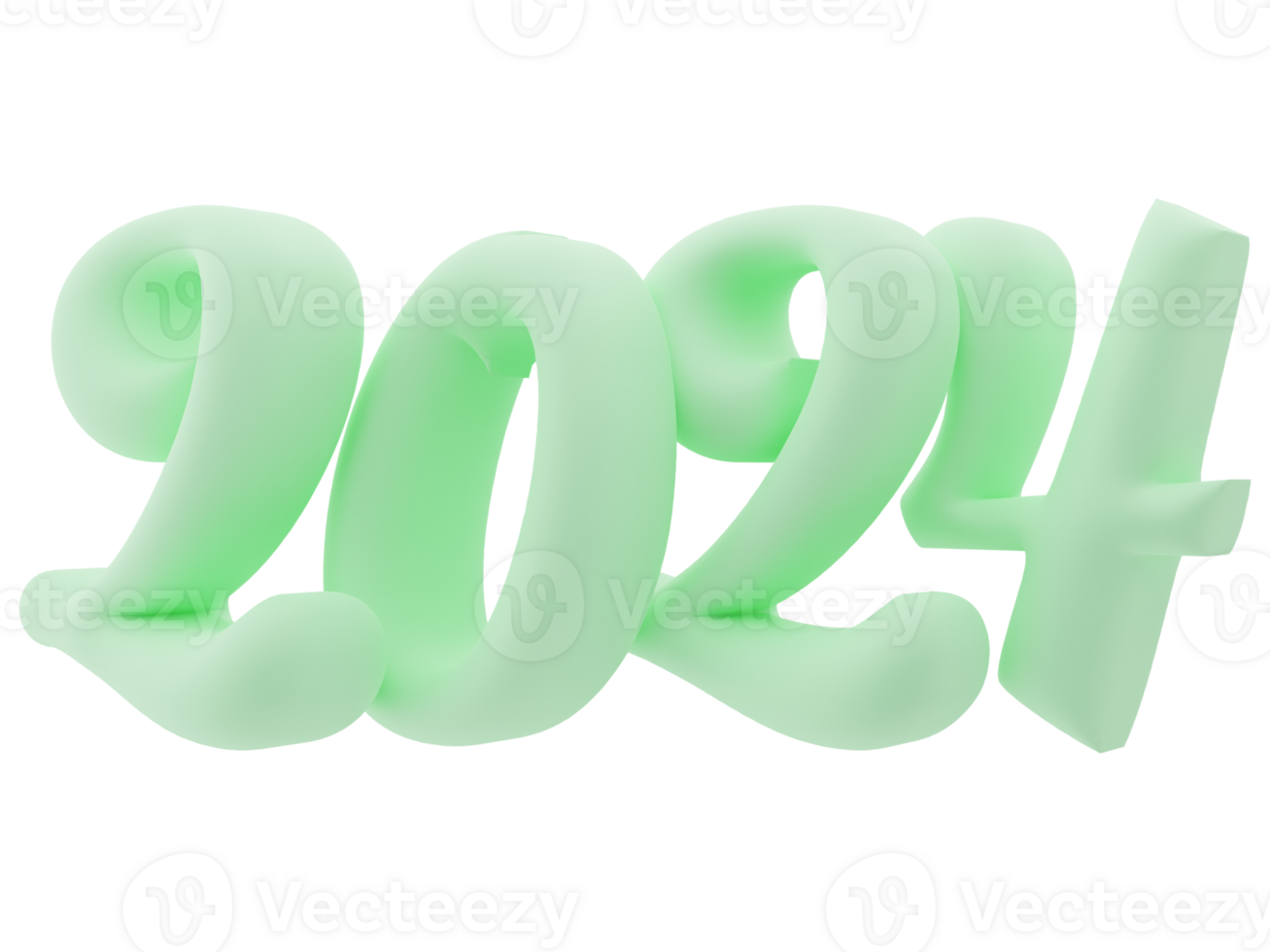 3d typografie van de nieuw jaar 2024, opblazen 3d aantal ontwerp png