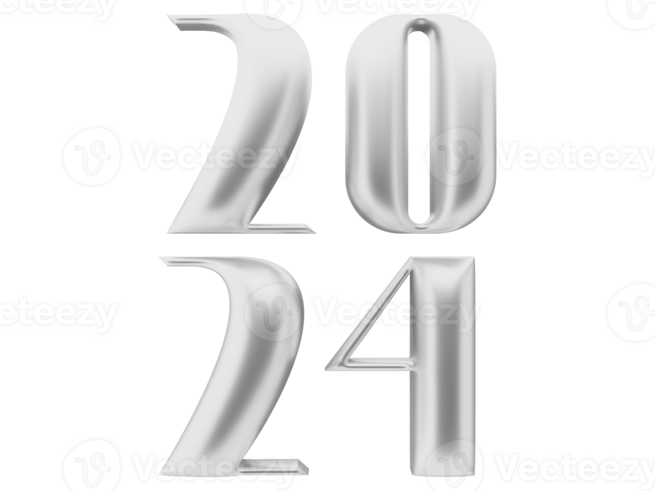 3D Typography of the New Year 2024, Inflate 3D Number Design png