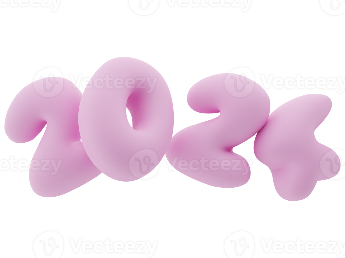 3D Typography of the New Year 2024, Inflate 3D Number Design png