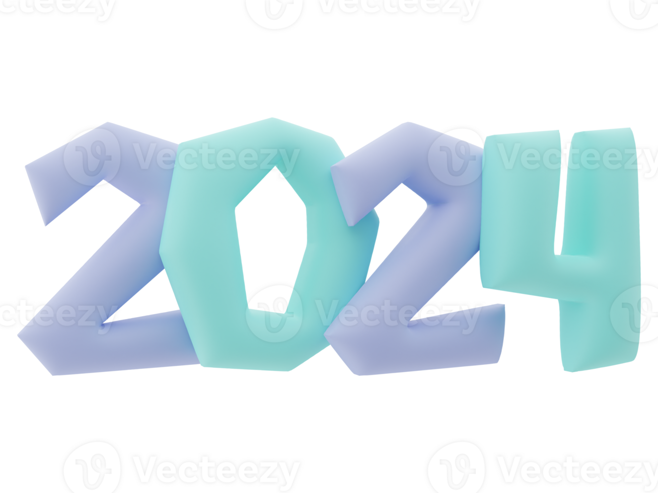 3D Typography of the New Year 2024, Inflate 3D Number Design png