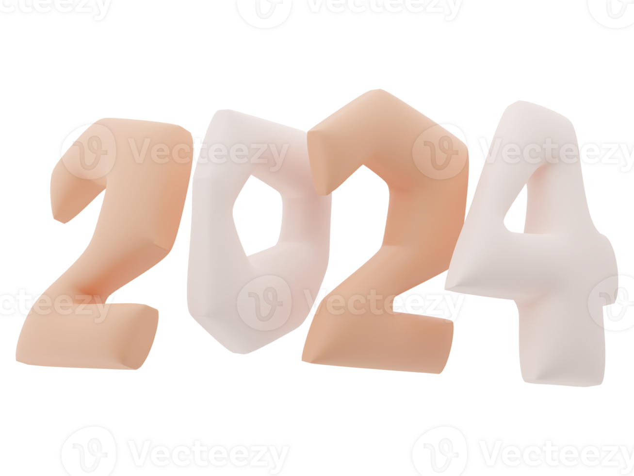 3D Typography of the New Year 2024, Inflate 3D Number Design png