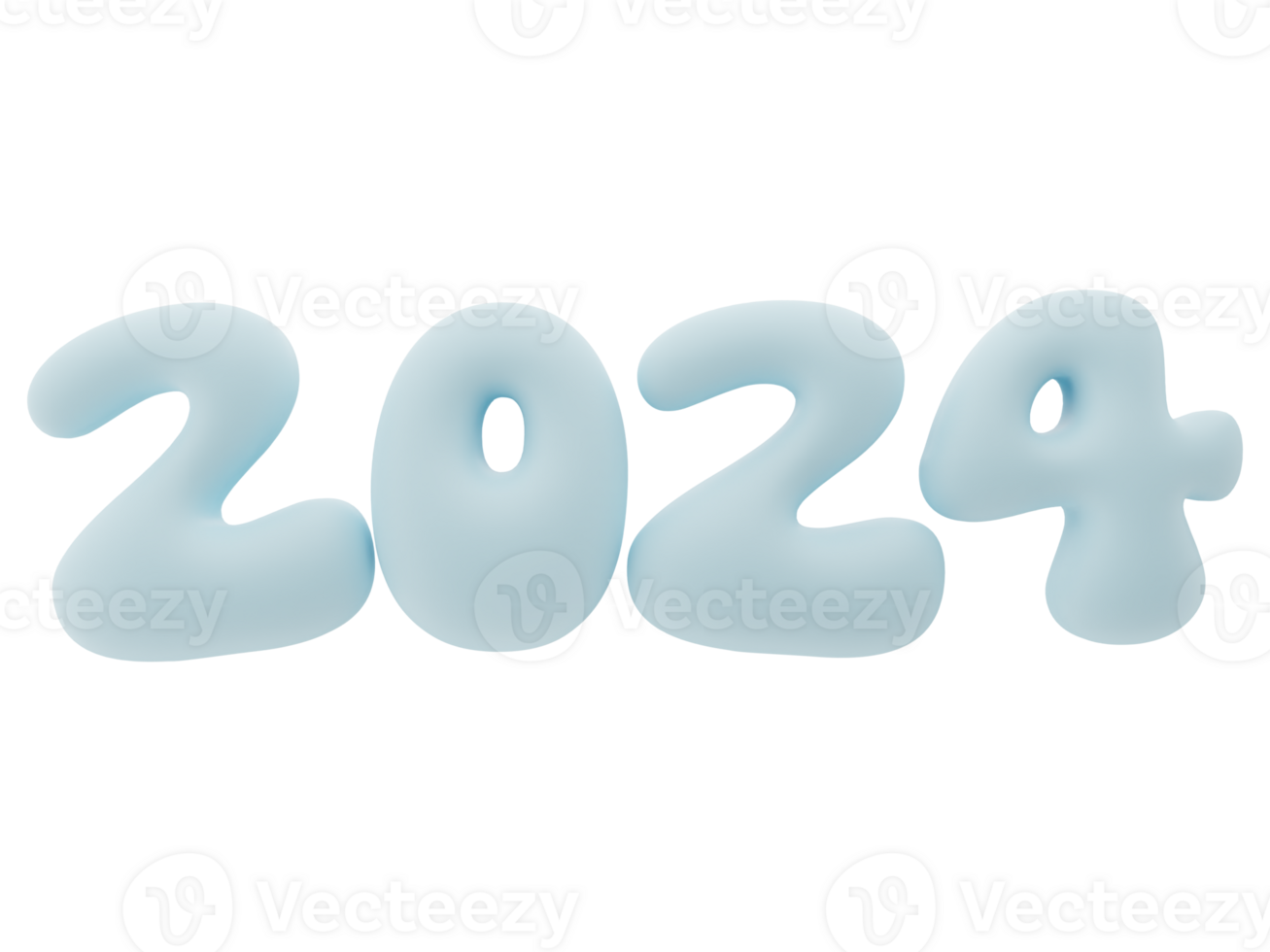 3D Typography of the New Year 2024, Inflate 3D Number Design png