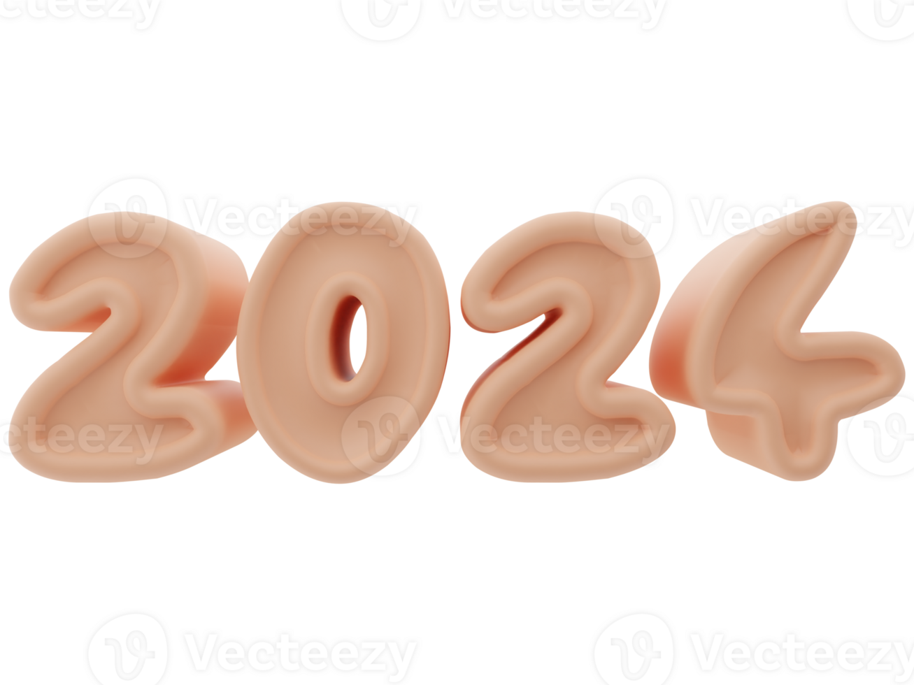 3D Typography of the New Year 2024, Inflate 3D Number Design png