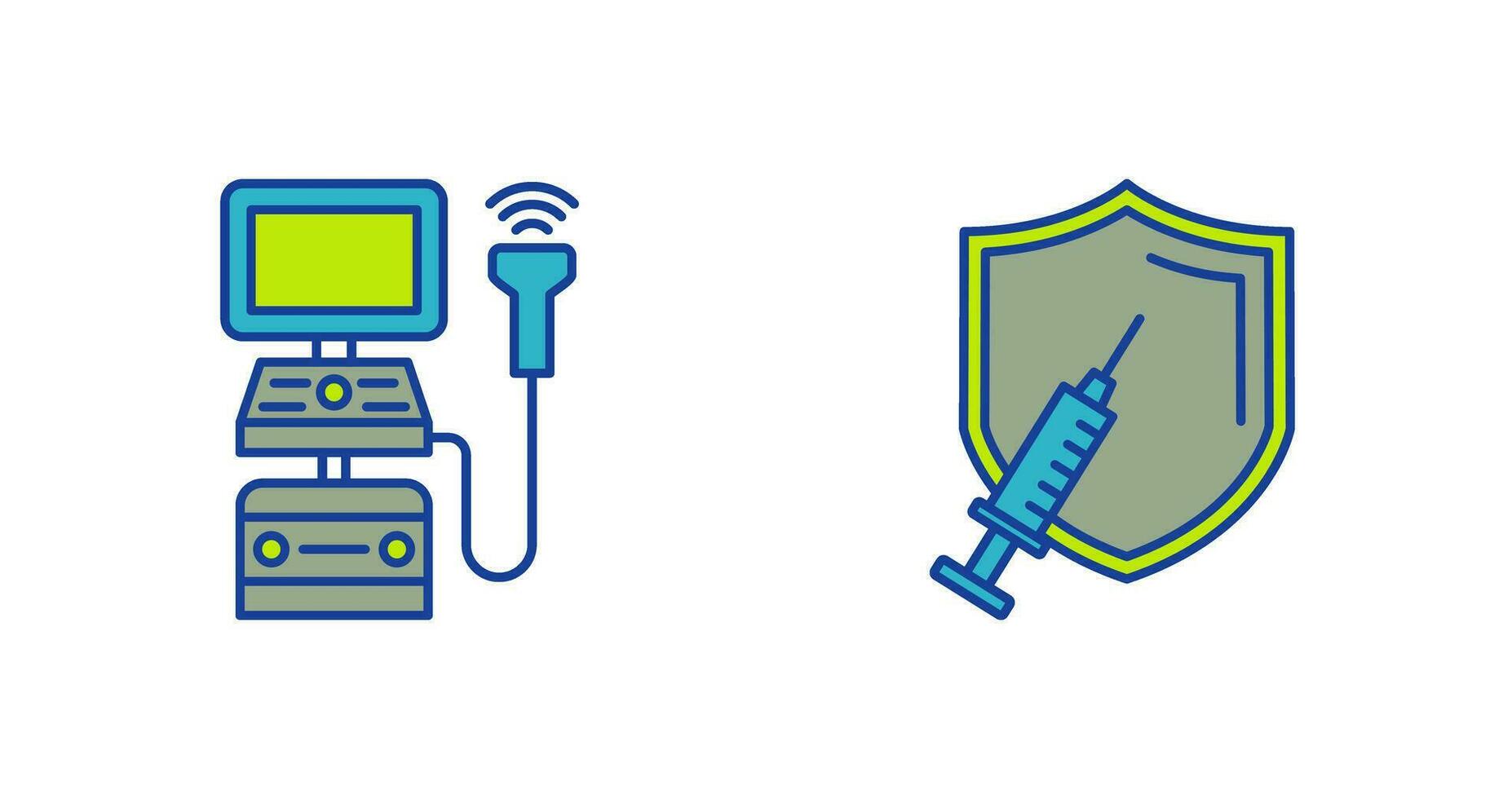 Ultrasound Machine and Vaccination Icon vector