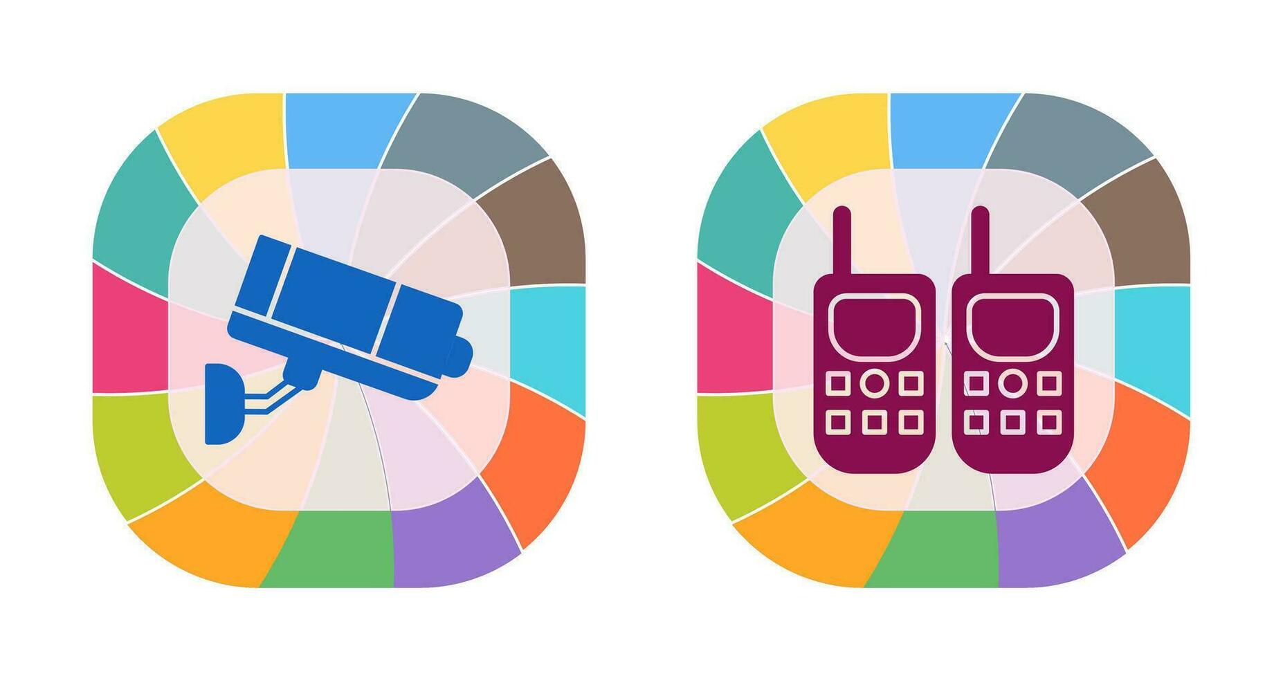 CCTV Camera and Walkie Talkie Icon vector