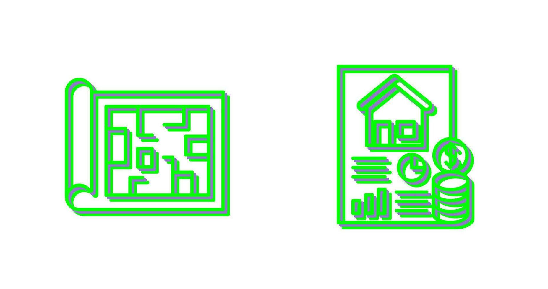 Blueprint and loan Icon vector