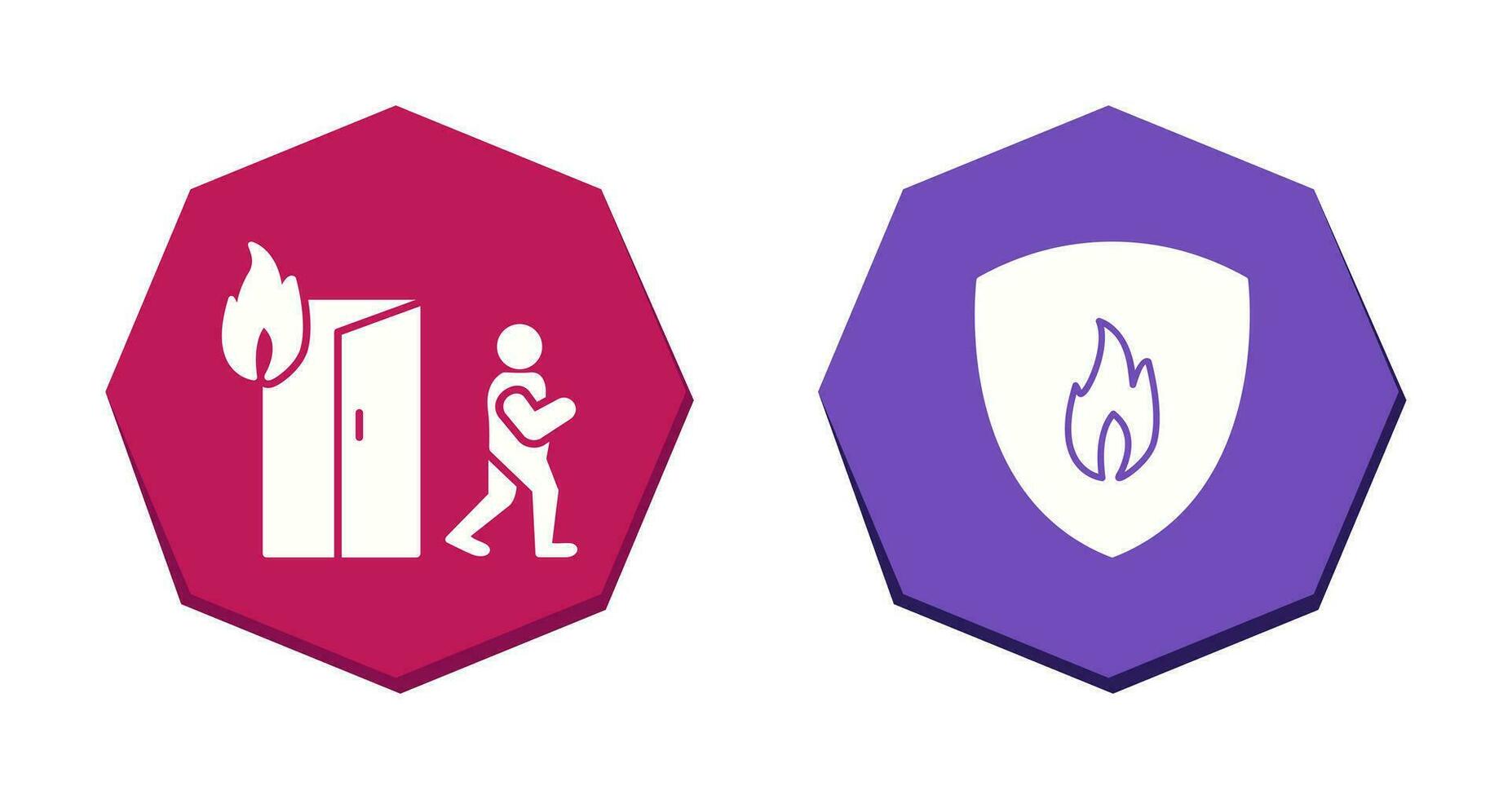 running from fire and fire shield  Icon vector