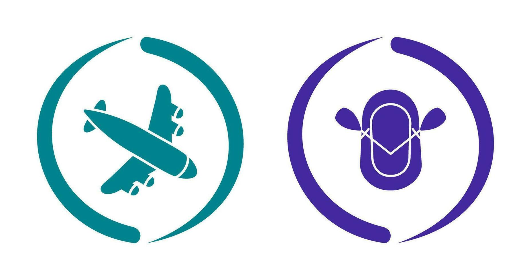 Landing Airplane and Dinghy Icon vector