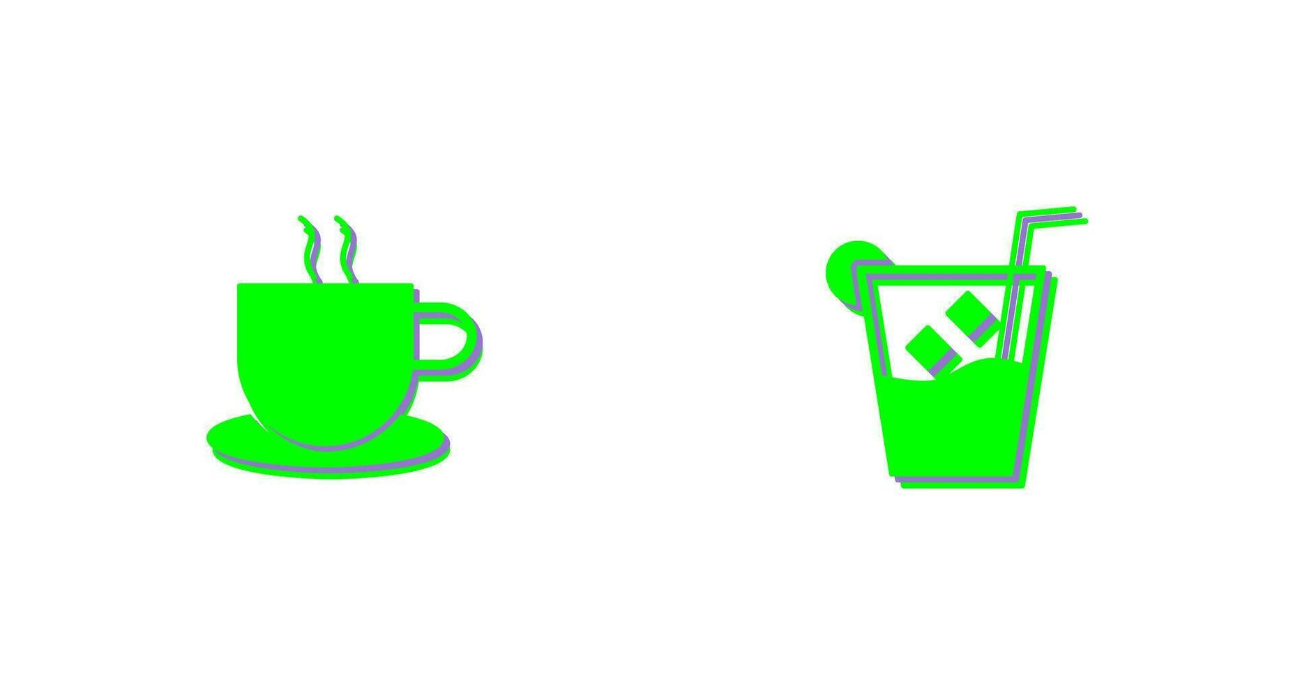 hot coffee and whiskey sour Icon vector