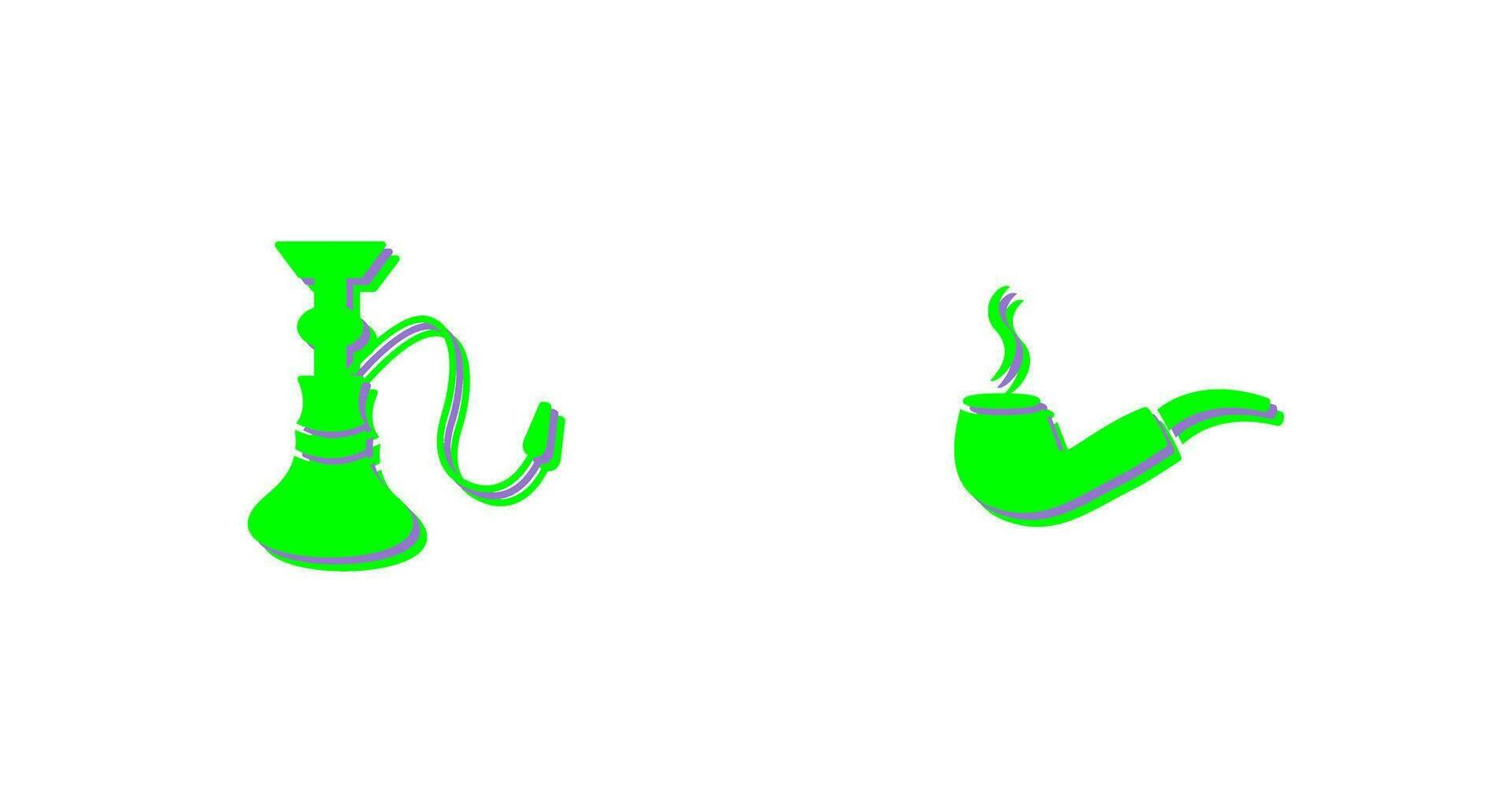 hookah and lit smoking pipe  Icon vector