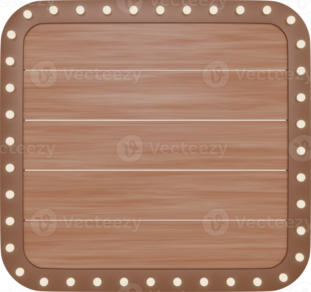 3D Wooden Signboards With Light Frame png