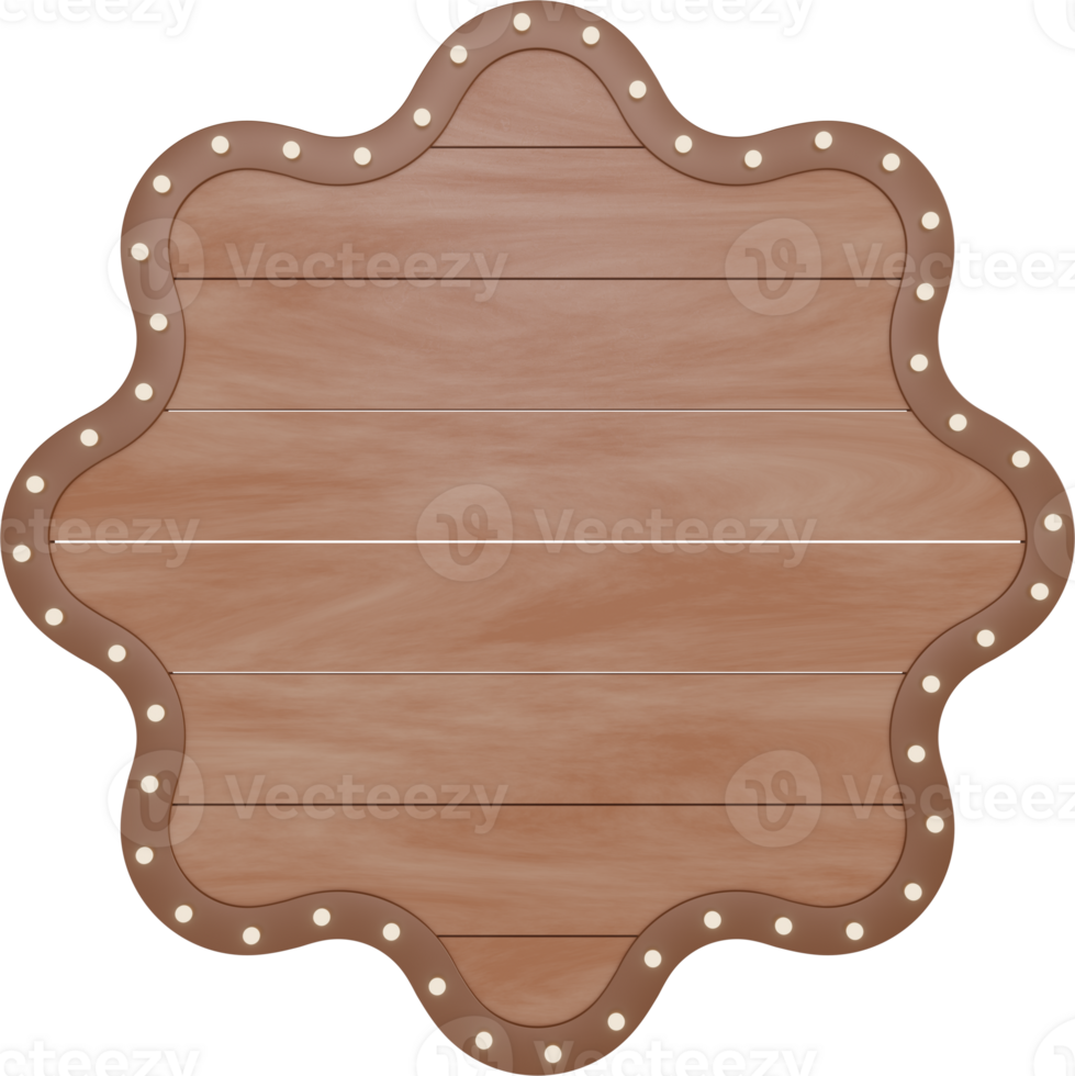 3D Wooden Signboards With Light Frame png