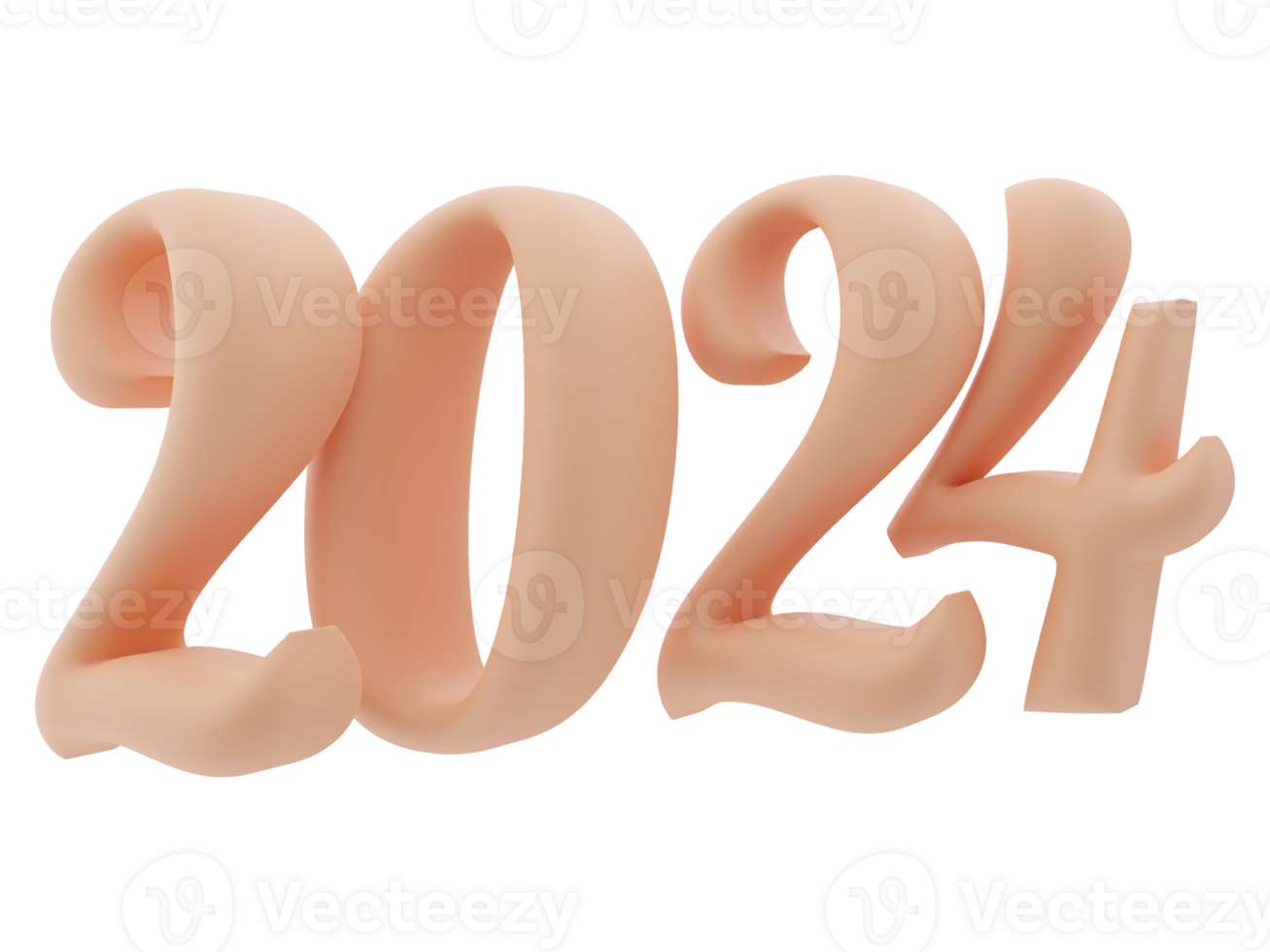 3d tipografia di il nuovo anno 2024, gonfiare 3d numero design png