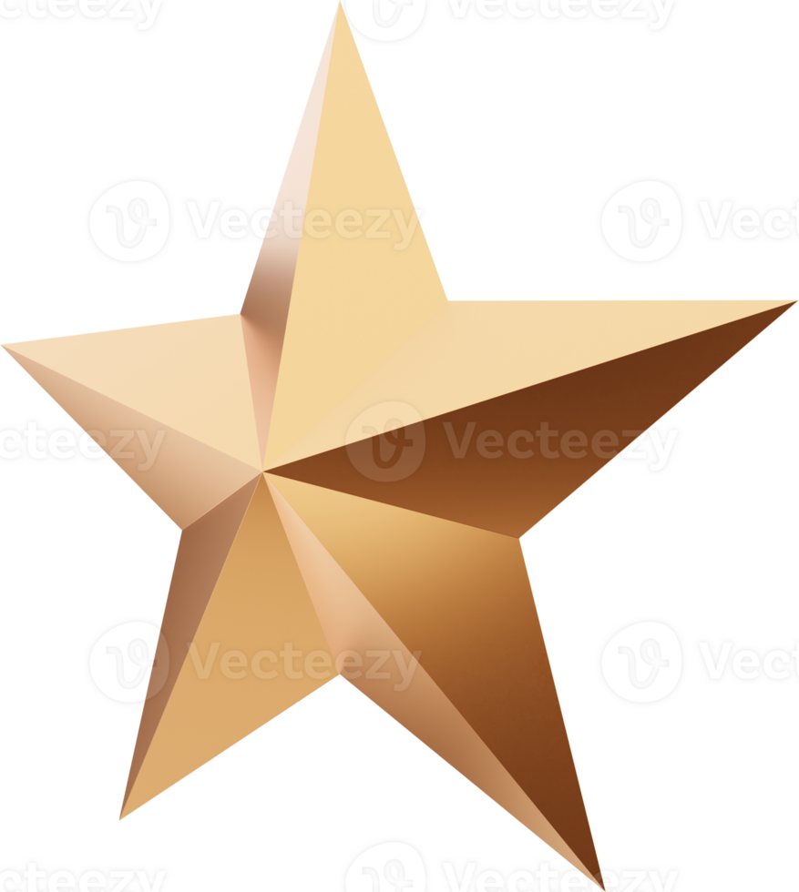 3d gold star element, 3d render png