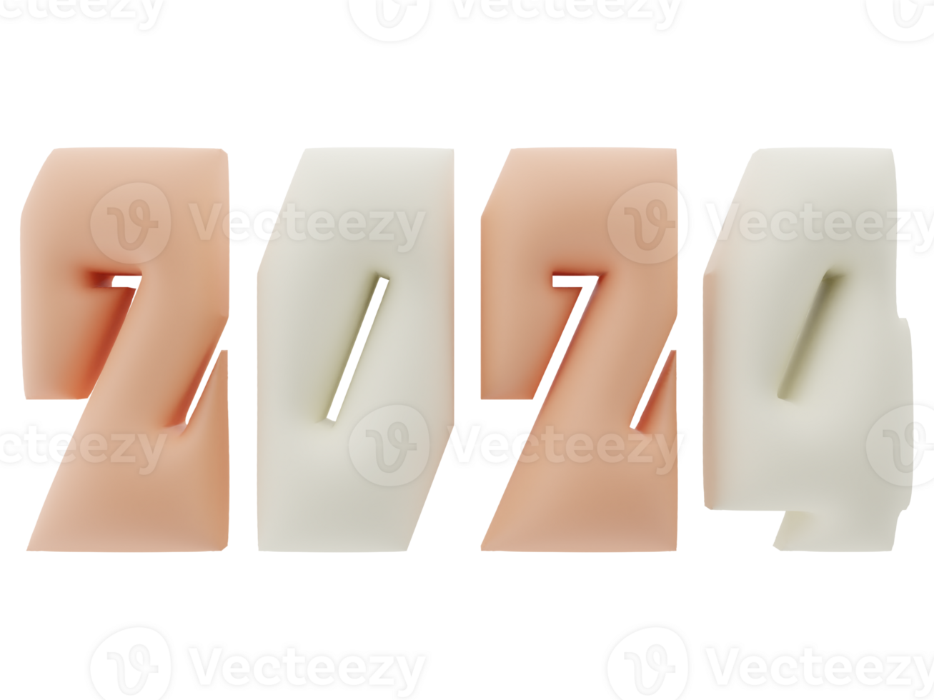 3D Typography of the New Year 2024, Inflate 3D Number Design png